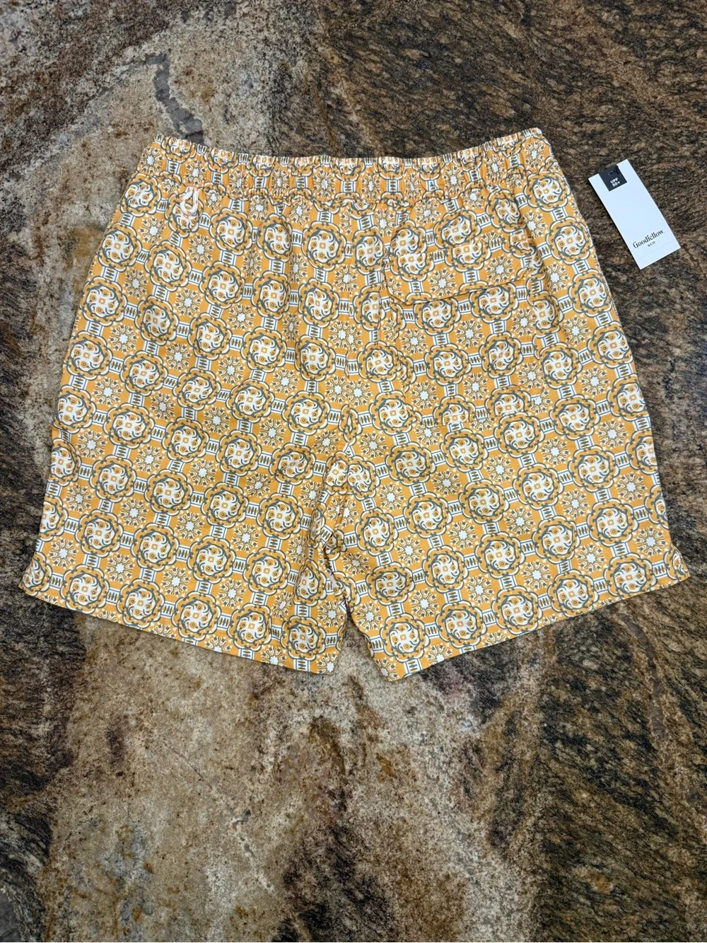 Goodfellow & Co Yellow Geometric Floral Swim Trunks
